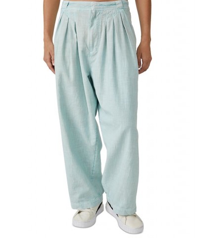 Women's Lotta Love Cotton High-Rise Trousers Blue $41.40 Pants