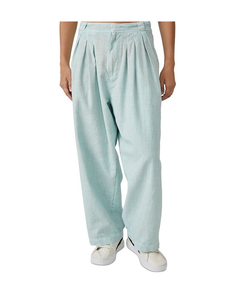 Women's Lotta Love Cotton High-Rise Trousers Blue $41.40 Pants