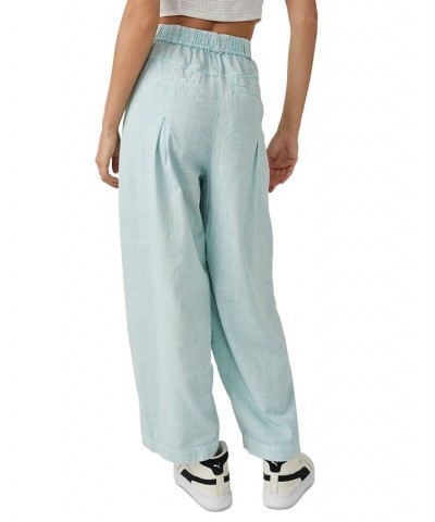 Women's Lotta Love Cotton High-Rise Trousers Blue $41.40 Pants