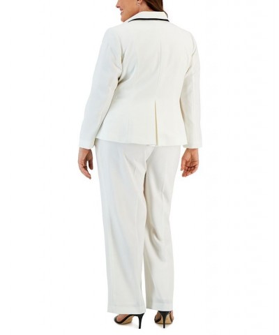 Plus Size Contrast-Trimmed Button-Up Pantsuit Black $76.00 Pants