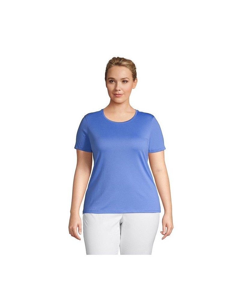 Women's Plus Size Relaxed Supima Cotton Short Sleeve Crewneck T-Shirt Chicory blue $18.88 Tops