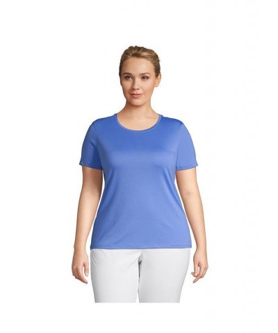 Women's Plus Size Relaxed Supima Cotton Short Sleeve Crewneck T-Shirt Chicory blue $18.88 Tops