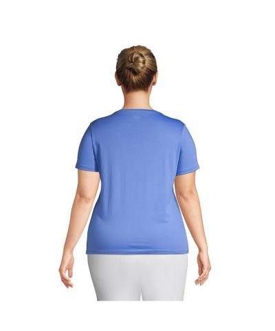 Women's Plus Size Relaxed Supima Cotton Short Sleeve Crewneck T-Shirt Chicory blue $18.88 Tops