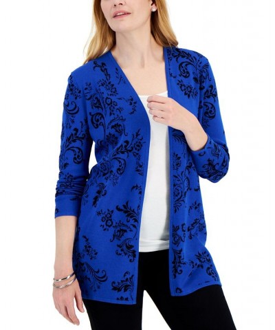 Candlelight Stories Jacquard Cardigan Sweater Blue $16.70 Sweaters