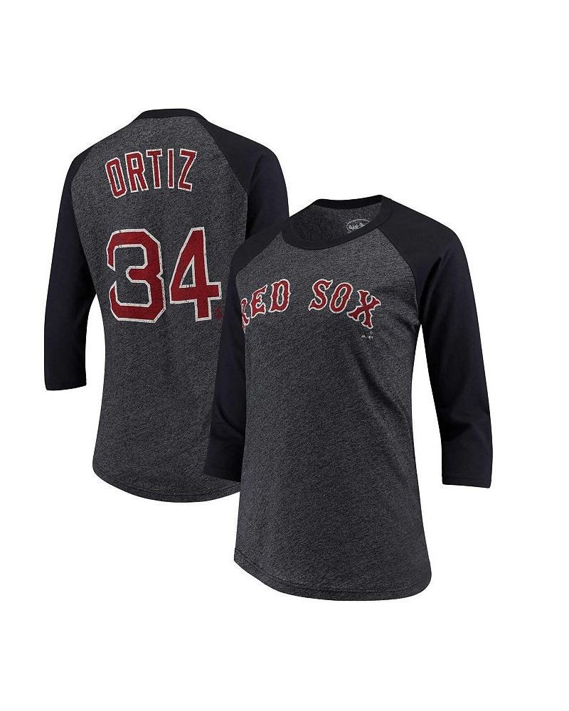 Women's David Ortiz Navy Boston Red Sox Three-Fourth-Sleeve Raglan Name and Number T-shirt Navy $31.26 Tops