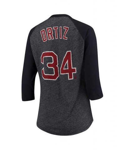 Women's David Ortiz Navy Boston Red Sox Three-Fourth-Sleeve Raglan Name and Number T-shirt Navy $31.26 Tops