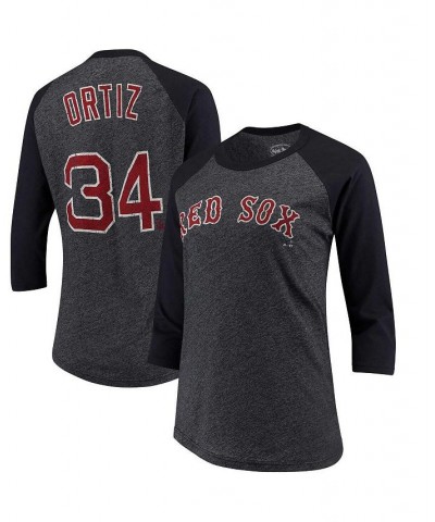 Women's David Ortiz Navy Boston Red Sox Three-Fourth-Sleeve Raglan Name and Number T-shirt Navy $31.26 Tops