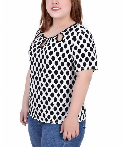 Plus Size Short Sleeve with Ring Details Top Circles And Diamonds $16.28 Tops