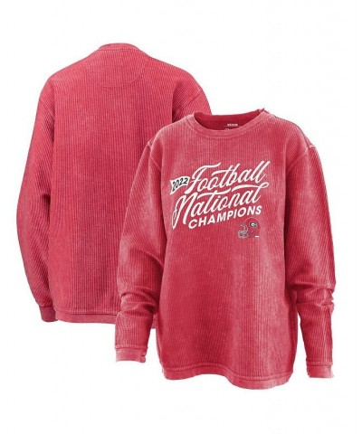 Women's Red Georgia Bulldogs College Football Playoff 2022 National Champions Comfy Corduroy Pullover Sweatshirt Red $40.80 S...