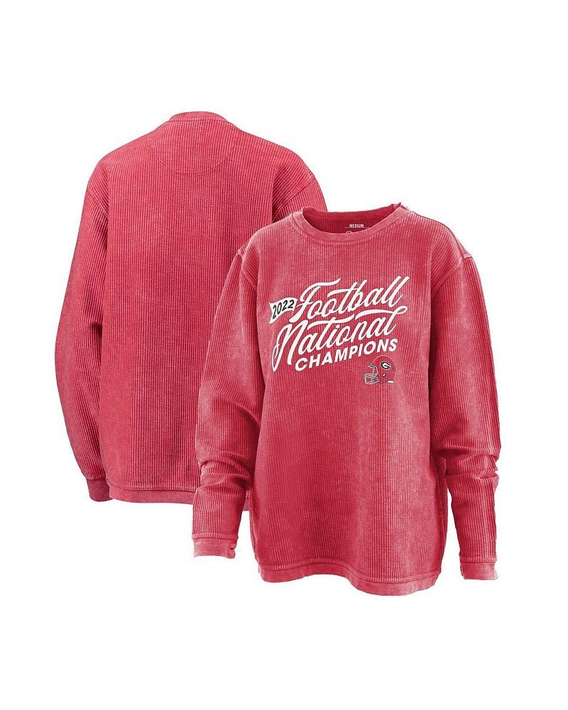 Women's Red Georgia Bulldogs College Football Playoff 2022 National Champions Comfy Corduroy Pullover Sweatshirt Red $40.80 S...