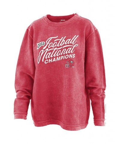 Women's Red Georgia Bulldogs College Football Playoff 2022 National Champions Comfy Corduroy Pullover Sweatshirt Red $40.80 S...