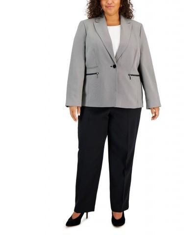 Plus Size Zip-Pocket Pantsuit White/black $55.50 Suits