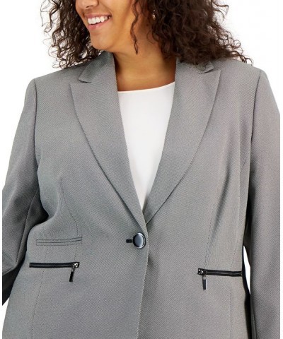 Plus Size Zip-Pocket Pantsuit White/black $55.50 Suits