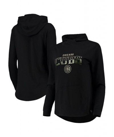 Women's Black Chicago Cubs Vivid Scuba Neck Pullover Hoodie Black $29.40 Sweatshirts