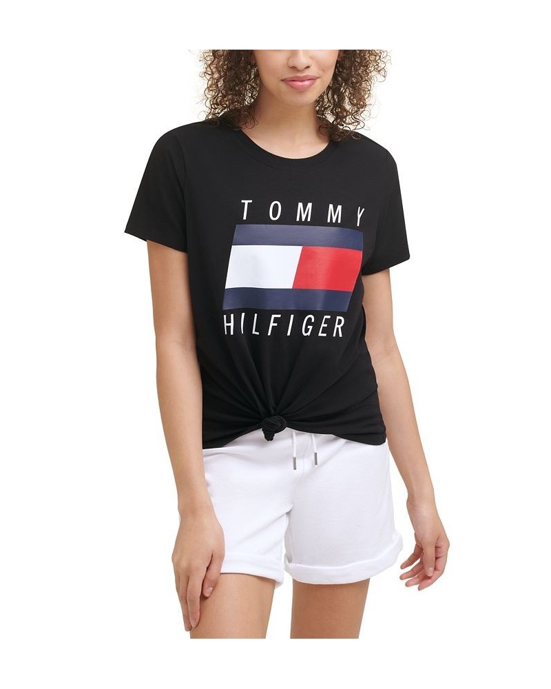 Tie-Front Logo T-Shirt Black $13.61 Tops