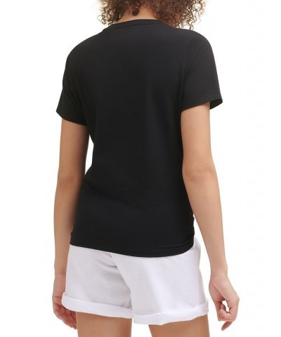 Tie-Front Logo T-Shirt Black $13.61 Tops