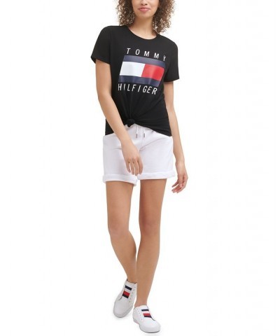 Tie-Front Logo T-Shirt Black $13.61 Tops