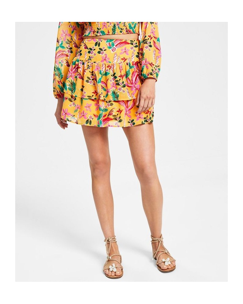 Women's Floral-Print Ruffled Pull-On Mini Skirt Kauai Garden $13.36 Skirts