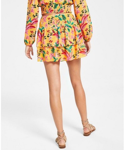 Women's Floral-Print Ruffled Pull-On Mini Skirt Kauai Garden $13.36 Skirts