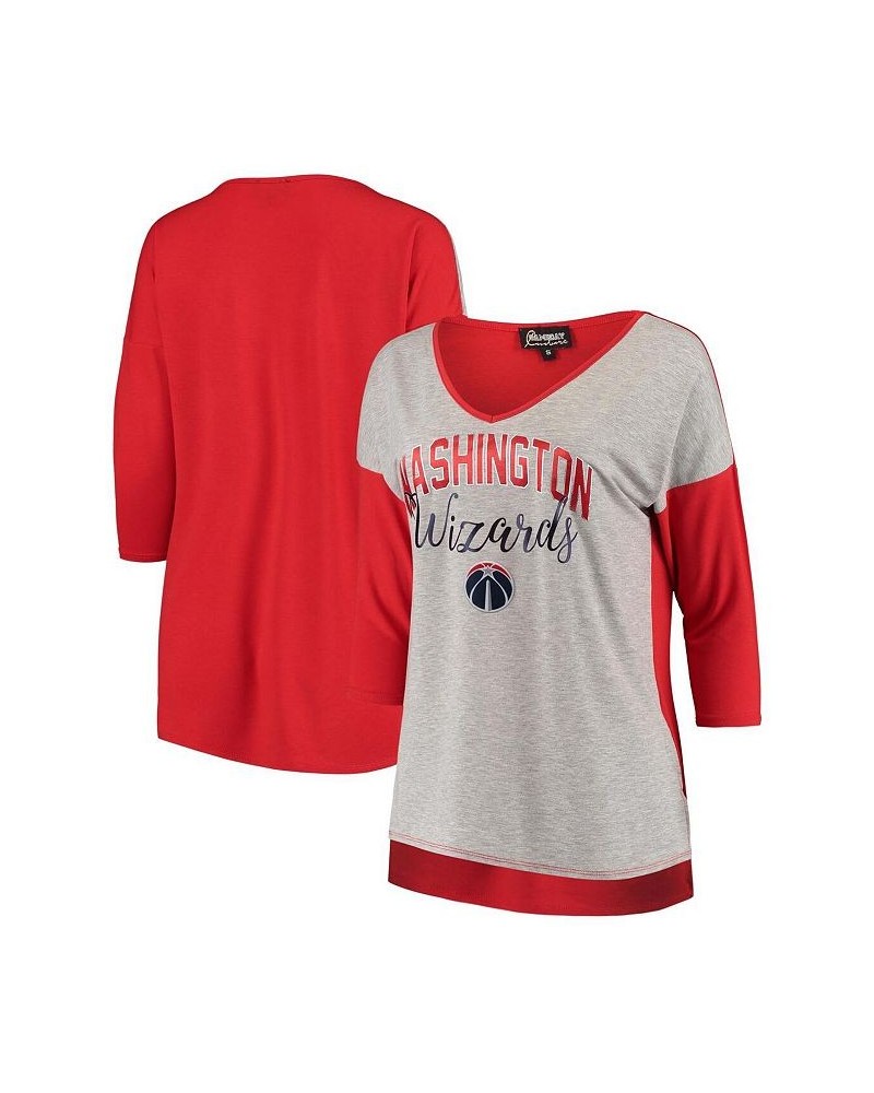 Women's Heathered Gray Washington Wizards In It To Win It V-Neck 3/4-Sleeve T-shirt Heathered Gray $22.54 Tops