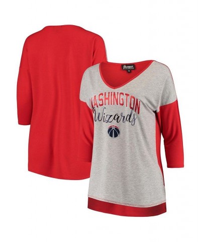 Women's Heathered Gray Washington Wizards In It To Win It V-Neck 3/4-Sleeve T-shirt Heathered Gray $22.54 Tops