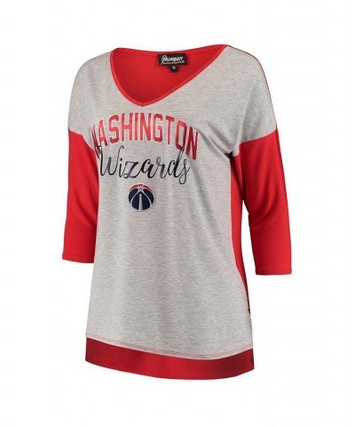 Women's Heathered Gray Washington Wizards In It To Win It V-Neck 3/4-Sleeve T-shirt Heathered Gray $22.54 Tops