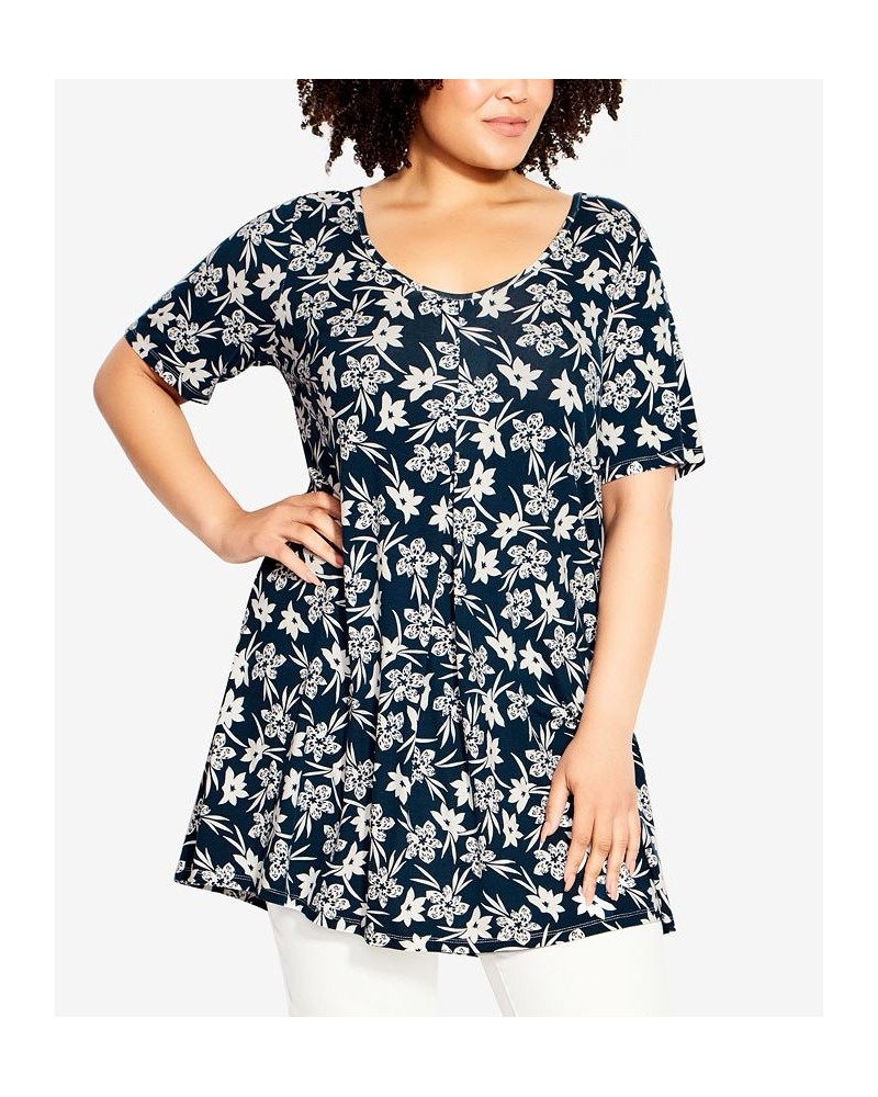 Plus Size Luv Pleat Print Tunic Freesia Floral $37.26 Tops