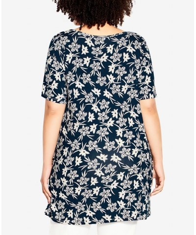 Plus Size Luv Pleat Print Tunic Freesia Floral $37.26 Tops