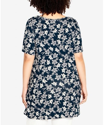 Plus Size Luv Pleat Print Tunic Freesia Floral $37.26 Tops