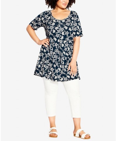 Plus Size Luv Pleat Print Tunic Freesia Floral $37.26 Tops