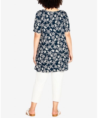 Plus Size Luv Pleat Print Tunic Freesia Floral $37.26 Tops