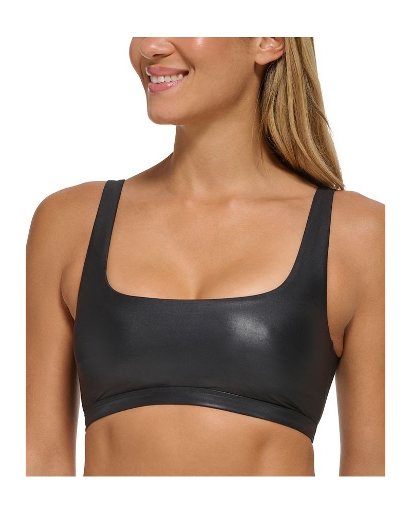 Women's Square-Neck Pullover Shimmer Bikini Top Black Shimmer $42.90 Swimsuits