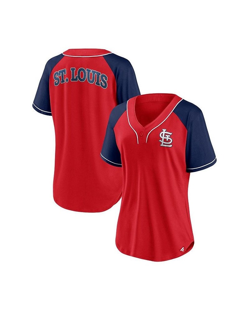 Women's Branded Red St. Louis Cardinals Ultimate Style Raglan V-Neck T-shirt Red $35.00 Tops