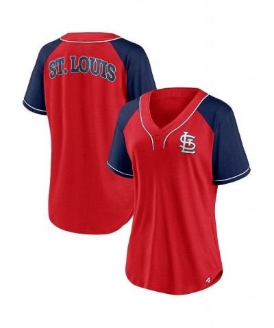 Women's Branded Red St. Louis Cardinals Ultimate Style Raglan V-Neck T-shirt Red $35.00 Tops