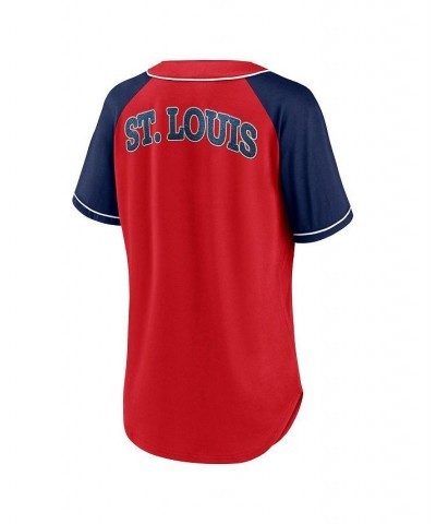 Women's Branded Red St. Louis Cardinals Ultimate Style Raglan V-Neck T-shirt Red $35.00 Tops