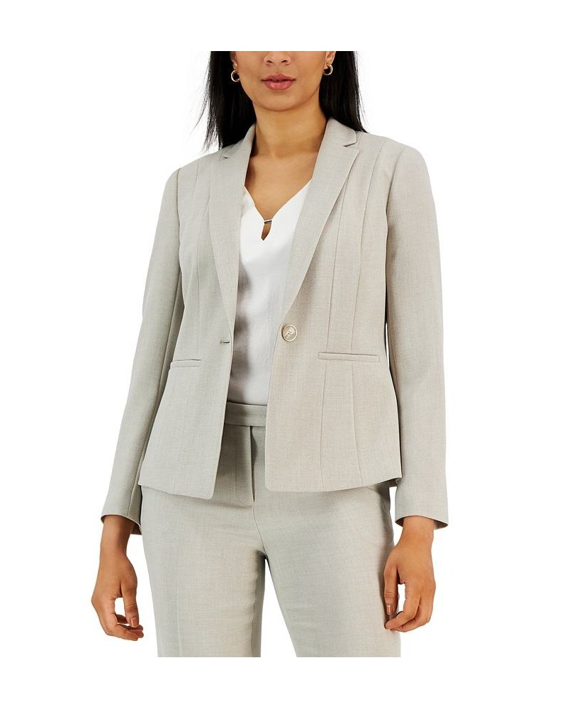 Pebble Crepe Single Button Suit Jacket Summer Straw $45.15 Jackets