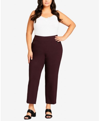 Plus Size Super Stretch Zip Pants with Petite Length Burgundy $31.60 Pants