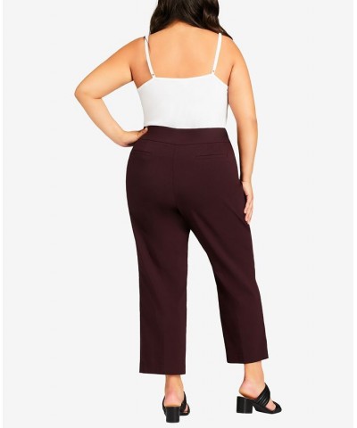 Plus Size Super Stretch Zip Pants with Petite Length Burgundy $31.60 Pants