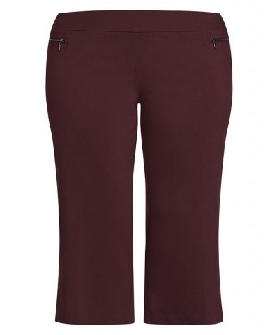 Plus Size Super Stretch Zip Pants with Petite Length Burgundy $31.60 Pants