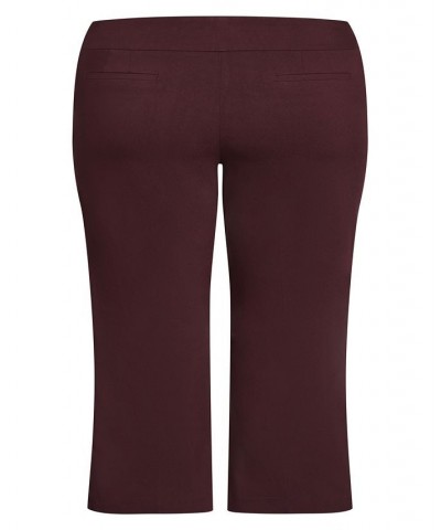 Plus Size Super Stretch Zip Pants with Petite Length Burgundy $31.60 Pants