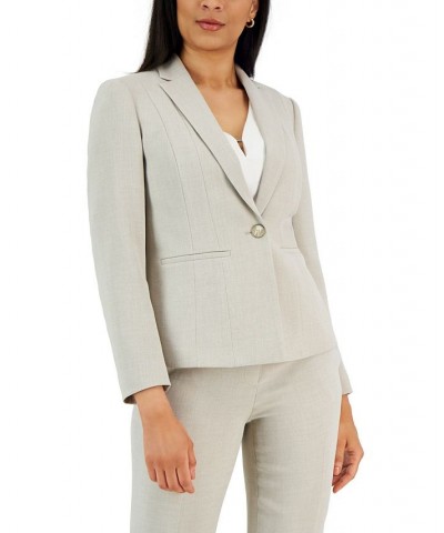 Pebble Crepe Single Button Suit Jacket Summer Straw $45.15 Jackets