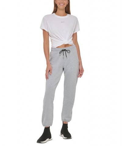 Women's Metallic Logo Sweatpant Jogger Silver $19.48 Pants