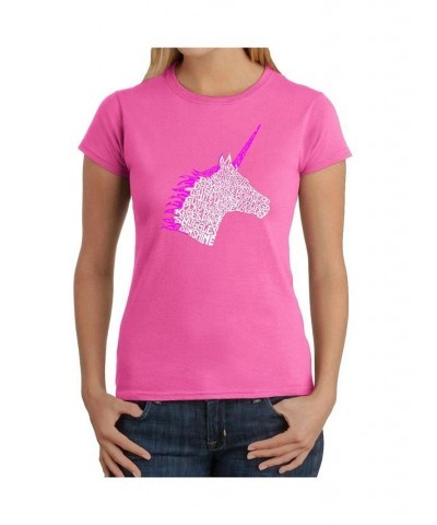 Women's Word Art T-Shirt - Unicorn Black $21.60 Tops