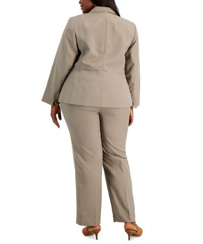 Plus Size Single-Button Notch-Collar Pantsuit Taupe Grey $81.60 Suits