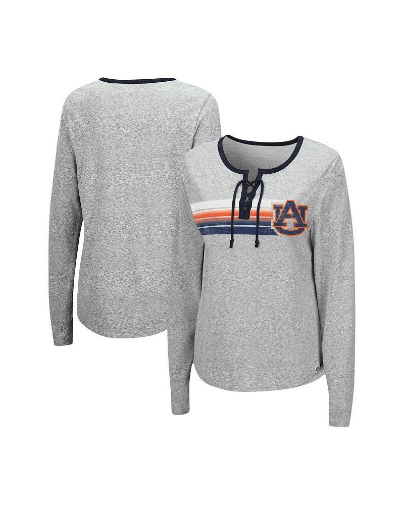 Women's Heathered Gray Auburn Tigers Sundial Tri-Blend Long Sleeve Lace-Up T-shirt Heathered Gray $24.50 Tops