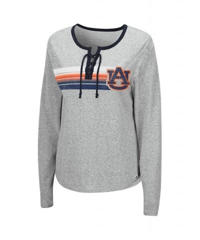 Women's Heathered Gray Auburn Tigers Sundial Tri-Blend Long Sleeve Lace-Up T-shirt Heathered Gray $24.50 Tops