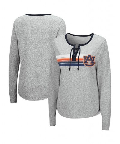 Women's Heathered Gray Auburn Tigers Sundial Tri-Blend Long Sleeve Lace-Up T-shirt Heathered Gray $24.50 Tops