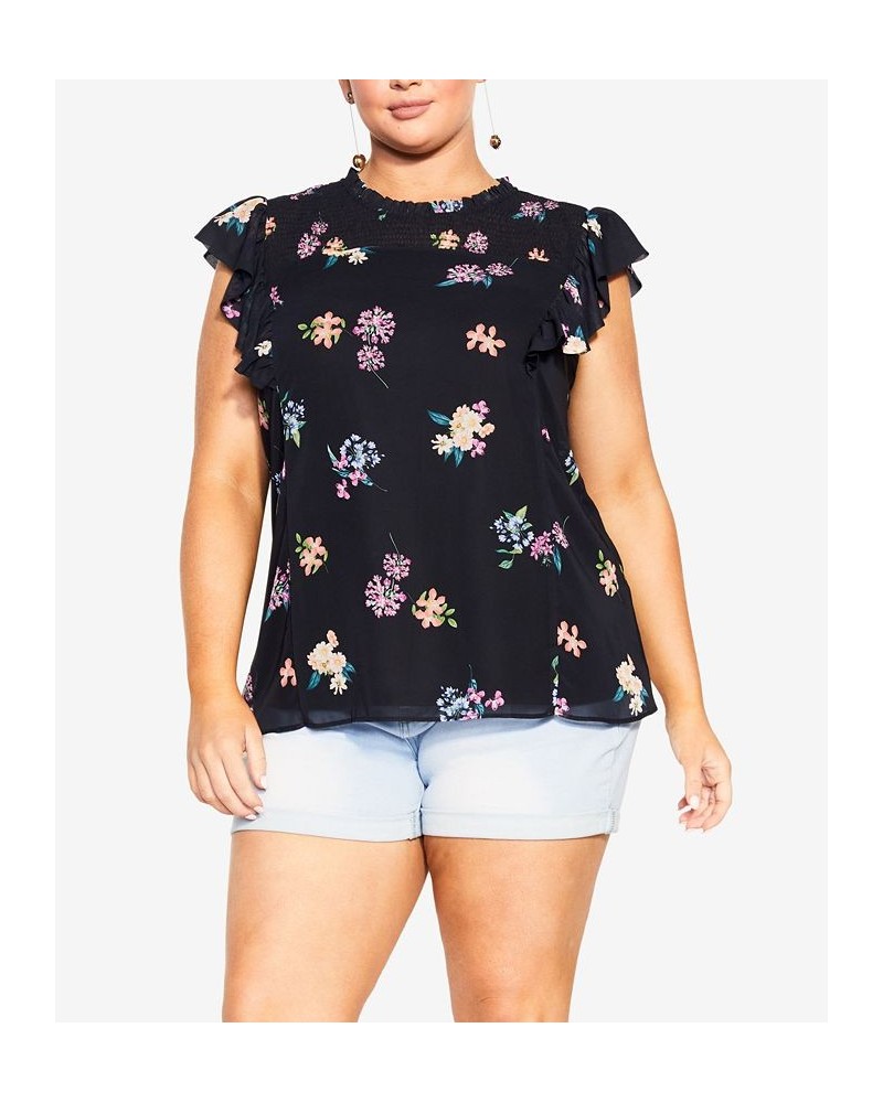 Trendy Plus Size Bella Print Top Black Sunnie Petite $34.85 Tops