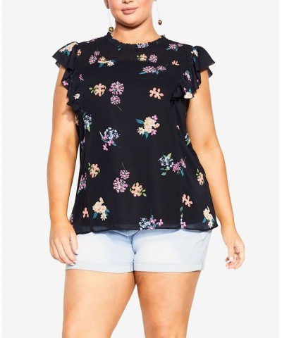 Trendy Plus Size Bella Print Top Black Sunnie Petite $34.85 Tops