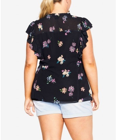 Trendy Plus Size Bella Print Top Black Sunnie Petite $34.85 Tops